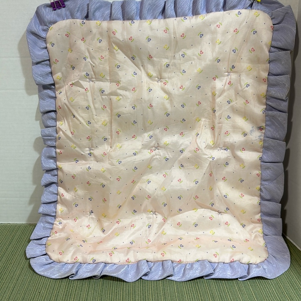 2005 American Girl Bitty Baby Lavender pink heart flowers quilt for canopy crib
